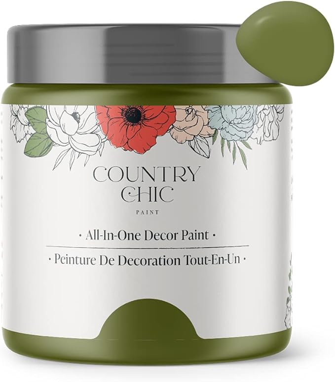 Country Chic All-in-One Chalk Paint for Furniture, Cabinets, Home Decor, Eco-Friendly, Matte Finish, Built-In Primer & Top Coat for Wood, Metal - Secret Garden (Green) - Pint 16 oz (475 ml)
