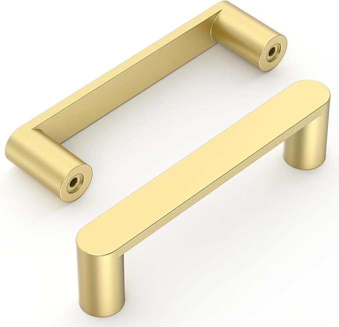 Amerdeco 10 Pack ZH0005MGP Brushed Gold 3.75 Inch(96mm) Hole Centers Kitchen Cabinet Pulls Hardware Modern Kitchen Handles for Cabinets Cupboard Handles Drawer Pulls