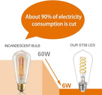 8 PCS Dimmable Vintage LED Edison Bulbs, 6W Equivalent 60 Watt, Natural White 4000K, Antique Flexible Spiral LED Filament Light Bulb, ST58 (ST19), 600 Lumens, E26 Base, Clear Plastic