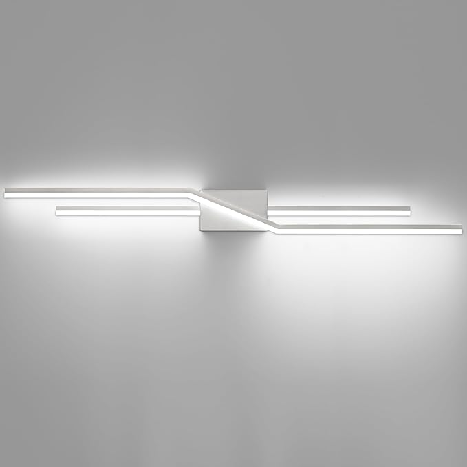 SOLFART Bathroom Vanity Lights Over Mirror 48 Inch Modern Brushed Nickel LED Bathroom Lights Dimmable Wall Light