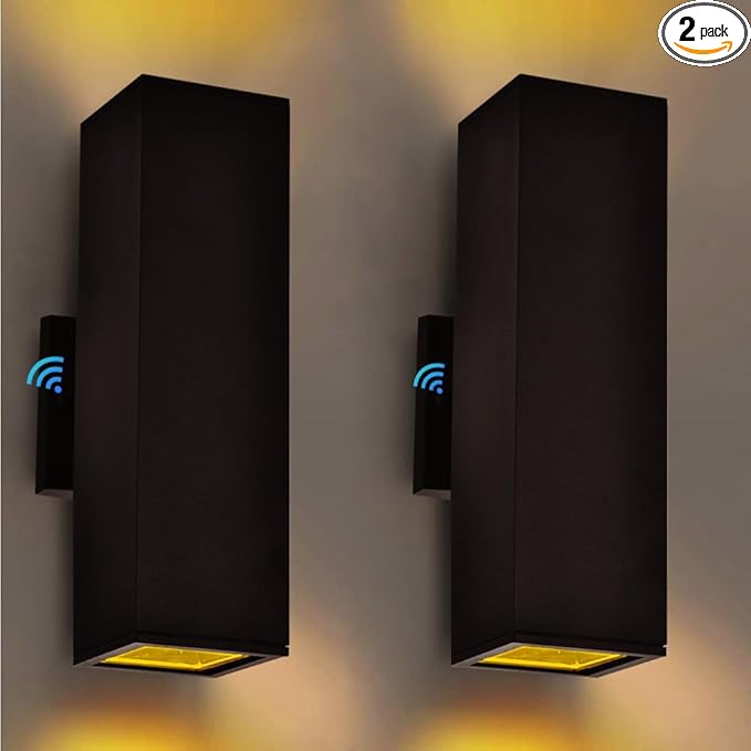 Up and Down Lights Outdoor Wall Light Dusk to Dawn, Exterior Light Fixture Wall Mount 2 Pack, Matte Black Front Porch Light, IP65 Outdoor Wall Sconce for Patio, Garage, Front Door - ETL Listed