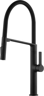 SUMERAIN Single Hole Matte Black Kitchen Faucet,Lead-Free Pull-Down Kitchen Sink Faucet, Deck Mounted