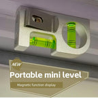 Solid aluminum alloy Mini level ruler portable mini level bubble meter with magnetic function TV stand installation (Silver Green)