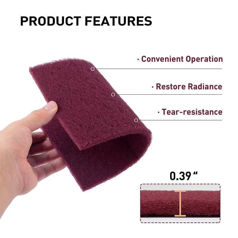 S SATC 6”×9” Maroon Scuff Pads, Pack of 20 Automotive Pads with Aluminum Oxide, Premium Sanding Pads for Surface Preparation, Scratch Removal, Paint Color Blend Prep, Automotive Autobody, Woodworking