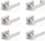 Gobrico 6 Satin Nickel Dummy Levers for Interior Doors,Square Rosette Straight Door Handles