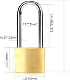 ABRAFOX Lock Solid Brass Keyed Different Long Shackle Padlock -（1-9/16 inch 40mm 2pack