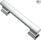 Alzassbg 10 Pack Polished Chrome Cabinet Pulls, 3-3/4 Inch(96mm) Hole Centers Kitchen Cabinet Handles for Cabinets and Drawers AL3061CP