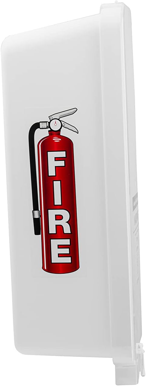 Fire Extinguisher Cabinet Fire Extinguisher Box Outdoor Fire Cabinet Mounted Fire Extinguisher Cabinet Fire Extinguisher Cover (White with Clear Pull-Cover, Rx350, Plastic, 5 Pounds, 4, AKA1)
