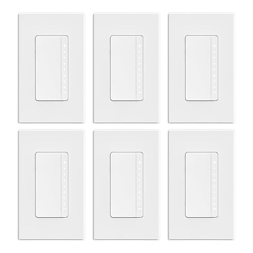 ELEGRP Dimmer Switch, Digital Dimmer Light Switch for LED Lights 150W, INC/HAL 450W, Single Pole LED Dimmer Switch, Needs Neutral Wire, Wall Plate Included, UL Listed, 6 Pack, Matte White