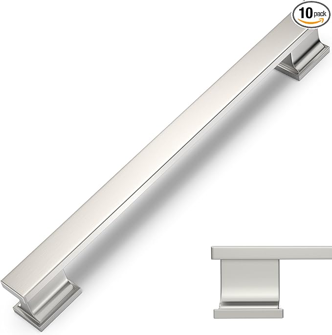 COTYKILEY 10 Pack 6.2Inch(160mm) Brushed Satin Nickel Cabinet Handles Kitchen Cabinet Pulls Cabinet Door Handles Kitchen Cabinet Hardware Cupboard Drawer Pulls Dresser Handles