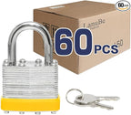 LanuBe Lock Laminated Steel Keyed Padlock,Keyed Alike Locks, Normal Shackle Padlock, Marked Yellow Plastic Hoop, Pack of 60