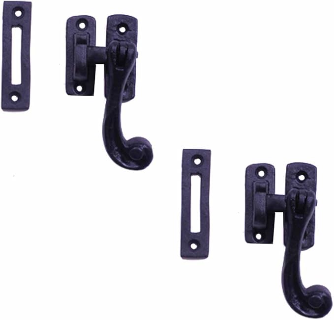 Renovators Supply Manufacturing Black Wrought Iron Window Sash Lock 3.75 in Window Locks with Mounting Hardware Pack of 2
