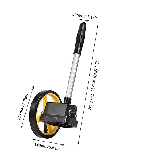Miniature Measuring Wheel, 0 9999.9m Distance Measuring Roller with Telescopic Handle, Thick Anti Skid Wheel for Accurate Measurements of Roads, Sidewalks or Land (Small Wheel)