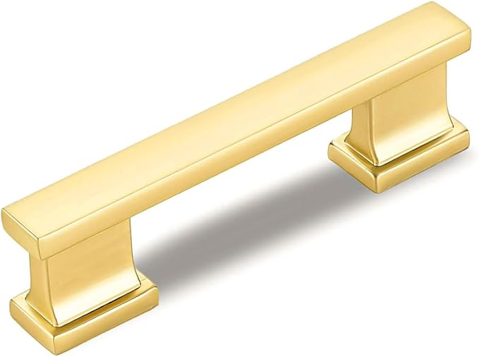 10 Pack 4 Inch Length|3 Inch(76mm) Hole Center Brushed Gold Kitchen Cabinet Handles, Cabinet Pulls Kitchen Cabinet Hardware, Cupboard Pulls, Drawer Handles