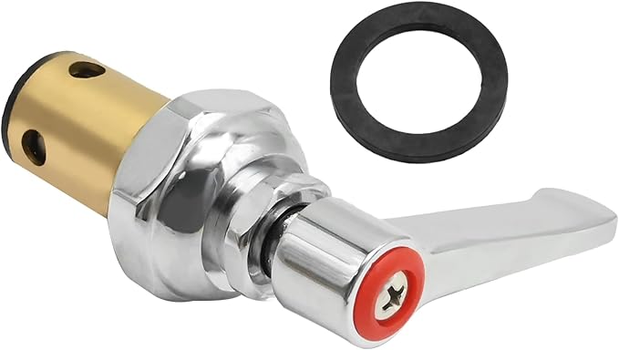 Anxingo 002714-40 Handle Stem Assembly, Replacement for T&S Faucets, Red Hot Side Spindle Assembly Valve Replacement Part