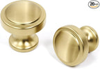 20 Pack Brushed Gold Cabinet Knobs Gold Kitchen Knobs Round Cabinet Hardware for Dresser Drawers,Aluminum Alloy