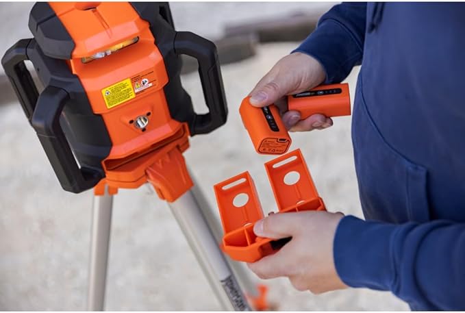 Johnson Level & Tool JRT300-RDHV-S Self-Leveling Red Dual Slope Rotary Laser System, 4,000FT Range, Lithium Ion Batteries, Magnetic Target, Laser Detector, Remote Control, Tripod and 13 FT Grade Rod