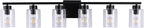 6 Light Bathroom Light Fixtures, 40 Inches Bathroom Lighting Fixtures Over Mirror, Black Vanity Light with Clear Glass Shades