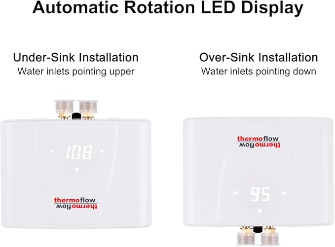 Thermoflow 240V Electric Mini Tankless Water Heater Point of Use On Demand Instant Hot Water Heater for Sinks Wall Mounted, CSA Certified 5.5kW Hard Wired