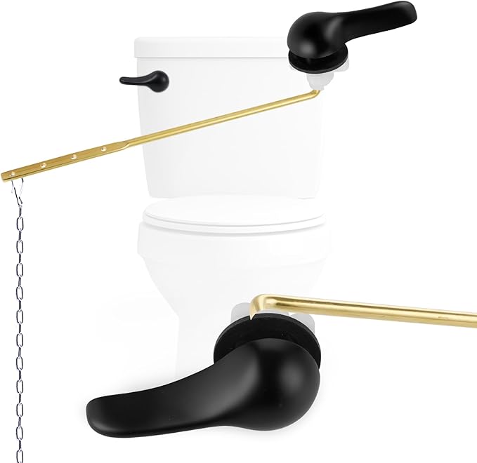 Hygie Rinse Metal Toilet Handle Replacement Kit Universal Front Mount Fit, Toilet Lever Compatible with American Standard/Glacier Bay/Gerber, Toilet Flush Handle with Flapper Chain, Matte Black