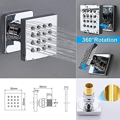 Enga Shower Body Jet System 12 Inch Ceiling Mounted Rainfall Shower Head with 6 Body Sprays and Handshower, Brass Shower Faucet Rough-in Mixer Valve, Chrome