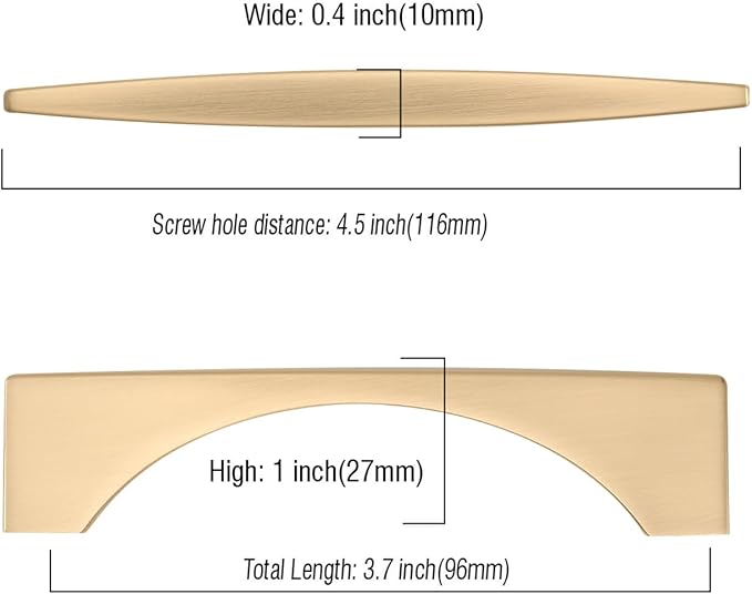 Asidrama 10 Pack 3.75 Inch(96mm) Brushed Brass Kitchen Cabinet Handles, Cabinet Pulls Kitchen Cabinet Hardware for Cupboard Drawer Pulls