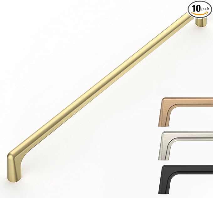 10 Pack Brushed Gold Cabinet Pulls 10 Inch Kitchen Cabinet Handles Cabinet Hardware Kitchen Handles for Cabinets Cupboard Handles Gold Dresser Pulls Drawer Handle