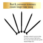 Coarse Thread Drywall Screw, #8 x 2-3/4", Black Phosphate Coated, Bugle Head Phillips Drive, Fast Self Tapping, Sharp Point, Ideal Screw for Drywall Sheetrock, Wood, and More, 35 Pieces