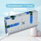 Transparent Rectangular high-Precision T-Shaped Level Integrated Small Household Magnetic Water Level (blue, 95 * 51 * 13mm)