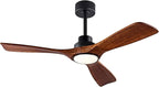 42" Wood Ceiling Fan with Lights Remote Control,Quiet DC Motor 3 Blade Ceiling Fans for Patio Living Room, Bedroom, Office,Indoor Outdoor(Black+Dark Walnut)