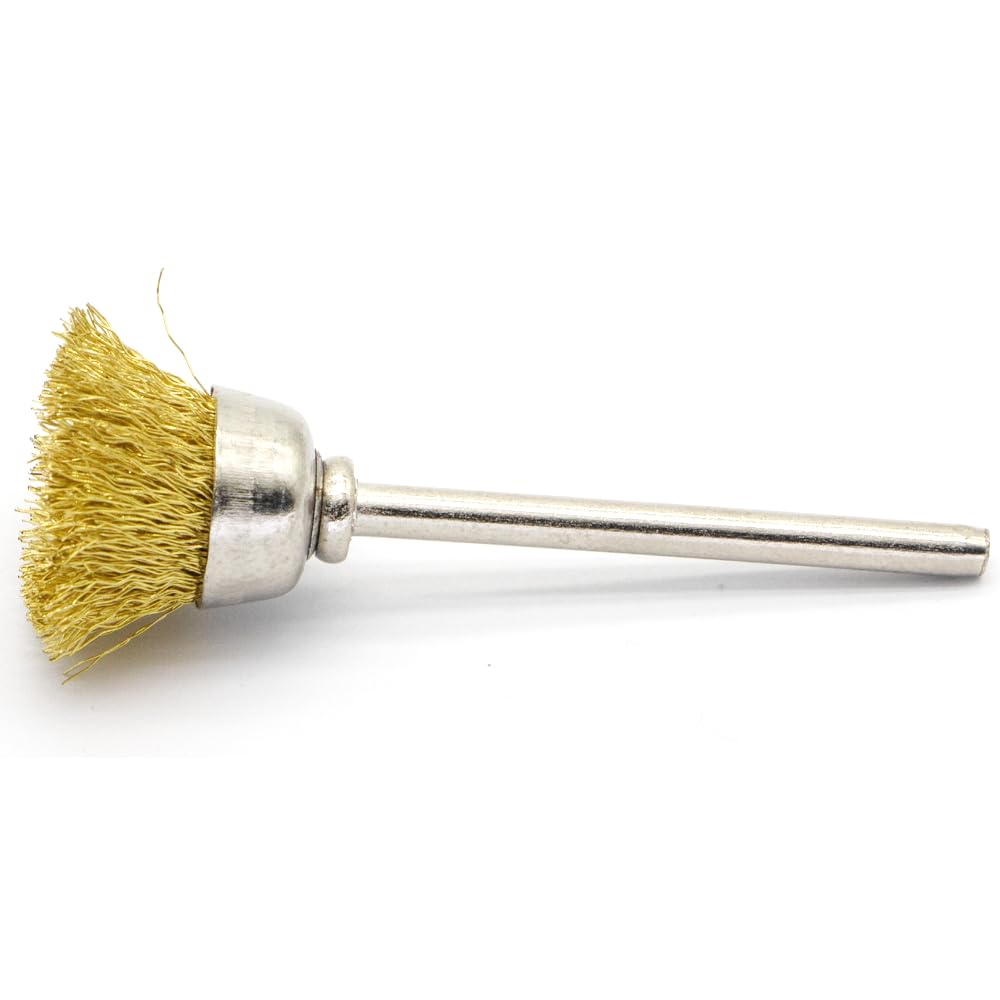 20PCS Brass Wire Brushes - Metal Rust Removal, Cleaning, and Polishing - 15mm Diameter, 1/8″ (3mm) Shaft - Removes Burrs, Dust, and Oxide Layer - Handles Rough Surfaces - Rotary Tool Accessories