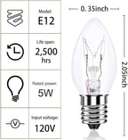 SkrLights 25 Pack C7 Clear Bulbs Christmas Light Bulbs C7 Outdoor String Light Replacement Bulbs, C7/E12 Candelabra Base, 5 Watt-Clear