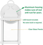 LIT-PaTH Outdoor LED Wall Lantern, Wall Sconce as Porch Light, 9.5W 800 Lumen, Aluminum Housing Plus Glass, 3000k-Matte White Finish, 2-Pack