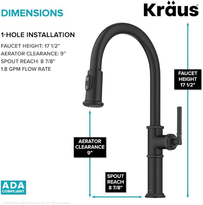 KRAUS Allyn Traditional Industrial Pull-Down Single Handle Kitchen Faucet in Matte Black, KPF-4100MB