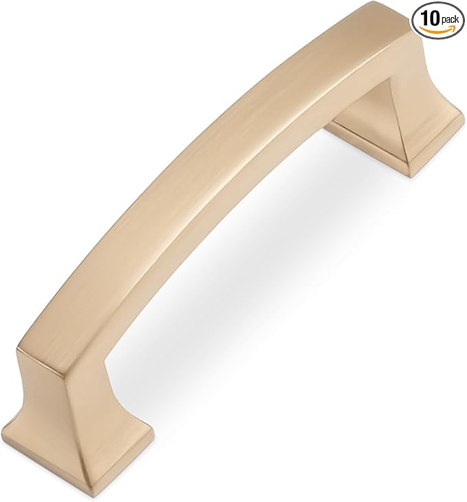 COTYKILEY 10 Pack 3 Inch(76mm) Champagne Bronze Cabinet Handles Gold Kitchen Cabinet Pulls Cabinet Door Handles Kitchen Cabinet Hardware Cupboard Drawer Pulls Dresser Handles