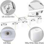 5-Light Modern Chrome Vanity Light Fixture with White Glass Shade for Bathroom Over Mirror, 40 Inches