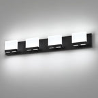 SineRise LED Modern Bathroom Vanity Light Fixtures (4-Light, 30-Inch,6000K), Matte Black Modern Acrylic Bathroom Wall Lighting Fixtures Over Mirror