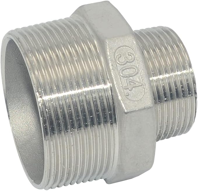 2" Male NPT to 1-1/4" Female NPT Female Reducing/Reducer Bushing Pipe Fitting,Adapter,Stainless Steel SS 304 Hex Bushing