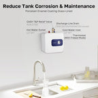 Electric Mini Tank Water Heater UL Listed, ThermoMate 2.5 Gallons Small Under Sink Water Heater for Point of Use Instant Hot Water 110V 120V, Wall or Floor Mounted, ES250