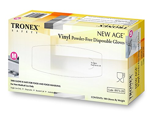 TRONEX 8973 Vinyl Disposable Gloves, Latex-Free, Powder-Free, Food Service, Catering, Natural, Small, Case of 1000