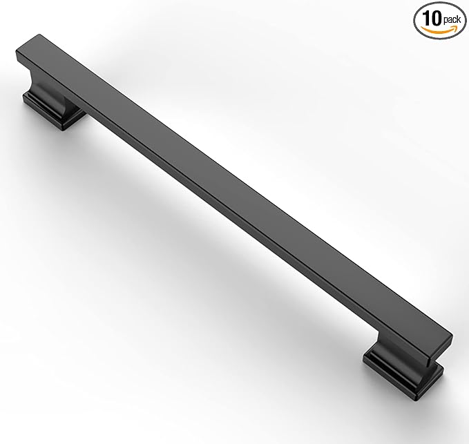 Asidrama 10 Pack 7.5 Inch(192mm) Matte Black Kitchen Cabinet Handles, Cabinet Pulls Kitchen Cabinet Hardware for Cupboard Drawer Pulls