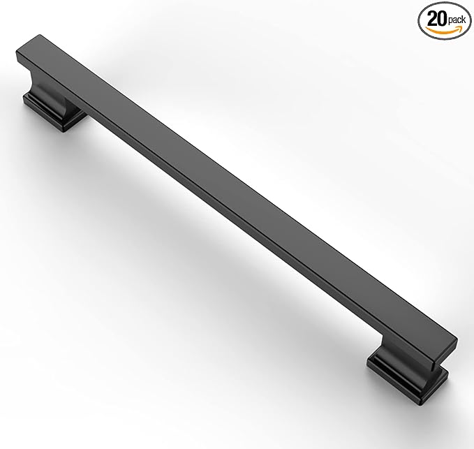 Asidrama 20 Pack 7.5 Inch(192mm) Matte Black Kitchen Cabinet Handles, Cabinet Pulls Kitchen Cabinet Hardware for Cupboard Drawer Pulls