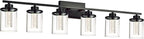 6-Light Bathroom Vanity Lights Over Mirror,Black Bathroom Led Vanity Light,Wall Sconce Light Fixtures with 5CCT6 Dimmable LED&Clear Glass Shade for Bedroom,Living Room,Cabinet Wall Lamp