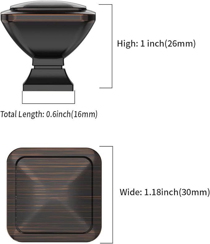 6 Pack Oil Rubbed Bronze Cabinet Knobs for Dresser & Kitchen Cabinets