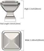 10 Pack 1.2 Inch Brushed Satin Nickel Cabinet Knobs - Square Kitchen Knobs for Cabinets and Dressers