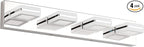 Ralbay Modern LED Bathroom Vanity Lights 4 Lights Up and Down Modern Chrome Bathoom Wall Lighting Over Mirror Rotatable Acrylic Stainless Steel Chrome Vanity Lights