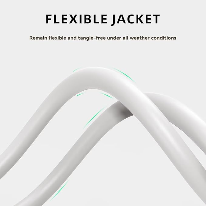 15ft Outdoor Extension Cord - 16/3 Heavy Duty SJTW Waterproof White Electrical Cable with 3 Prong Grounded Plug for Safety, Great for Lawn and Major Appliances