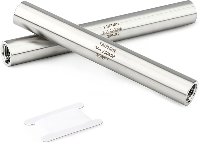 TAISHER 2PCS Stainless Steel Pipe Fittings, 3/8" NPT Female x 3/8" NPT Female Threaded, 10" Length Thickened Nipple Cast Pipe