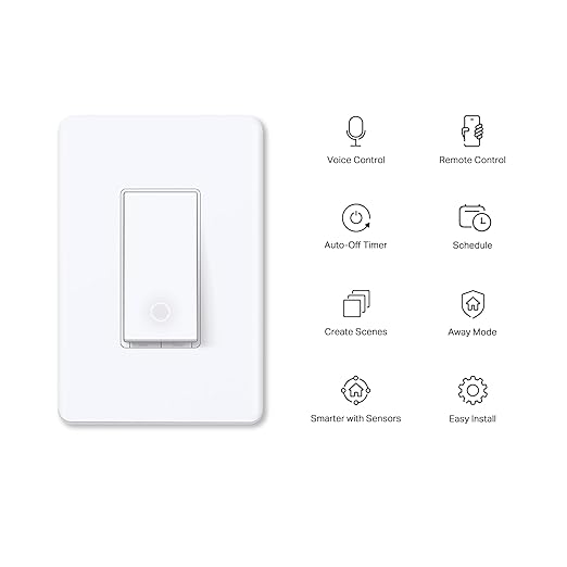 TP-Link Tapo Smart Light Switch, Single Pole, Neutral Wire Required, 2.4GHz Wi-Fi Light Switch Compatible with Alexa and Google Home, UL Certified, No Hub Required, White, Tapo S500(4-Pack)