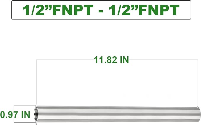 TAISHER 2PCS Stainless Steel Pipe Fittings, 1/2" NPT x 1/2" NPT Female Threaded, 12" Length Nipple Cast Pipe